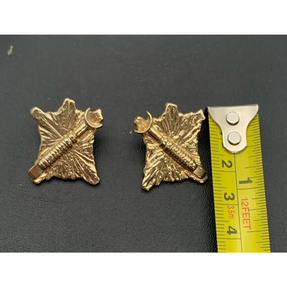 Vintage Rare Swoboda Clip On Earrings Gold Tone Signed - Picture 5 of 5